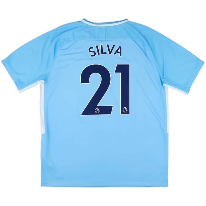 2017-18 Manchester City Home Shirt Silva #21 - 8/10 - (XL)