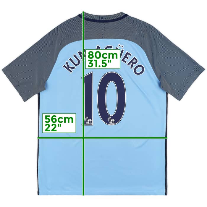 2016-17 Manchester City Home Shirt Kun Aguero #10 - 9/10 - (L)