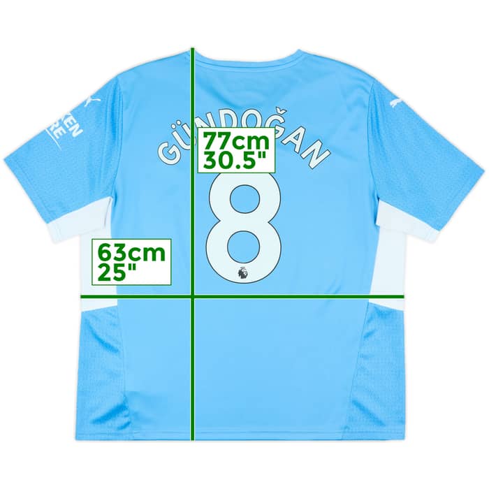 2021-22 Manchester City Home Shirt Gundogan #8 - 9/10 - (XXL)