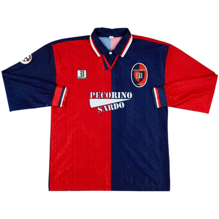 1998-99 Cagliari Match Issue Home L/S Shirt Zebina #15