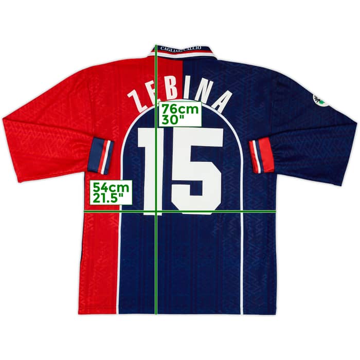 1998-99 Cagliari Match Issue Home L/S Shirt Zebina #15