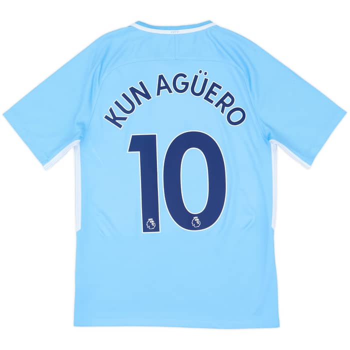 2017-18 Manchester City Home Shirt Kun Aguero #10 - 8/10 - (S)