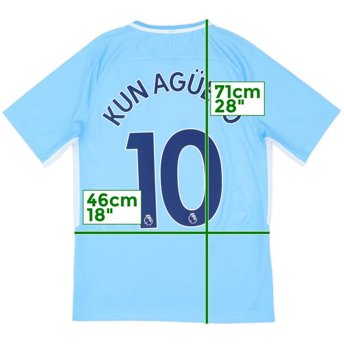 2017-18 Manchester City Home Shirt Kun Aguero #10 - 8/10 - (S)