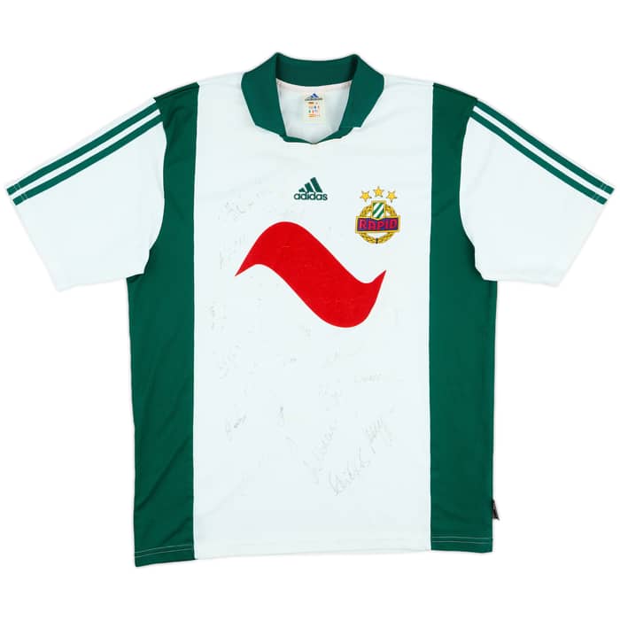 2001-03 Rapid Vienna Squad Signed Home Shirt Hiden #18 - 6/10 - (L)