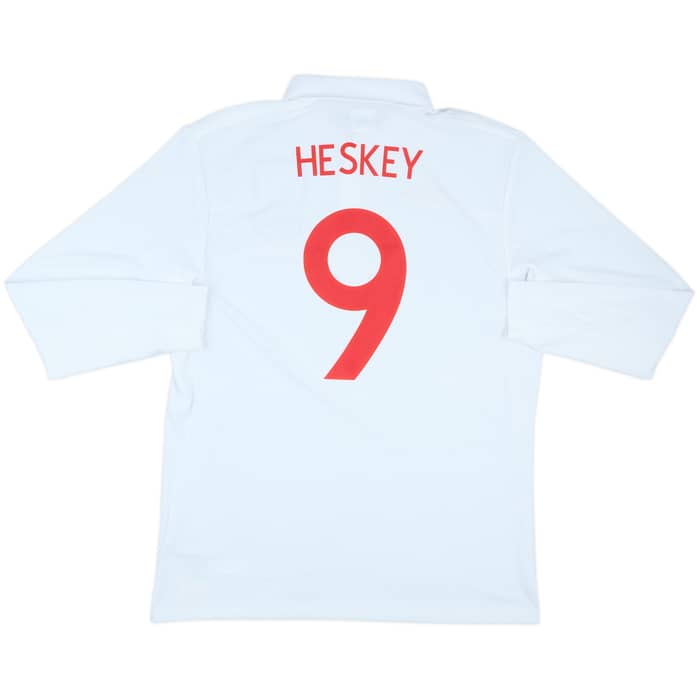 2009 England Match Issue Home L/S Shirt Heskey #9 (v Slovenia)