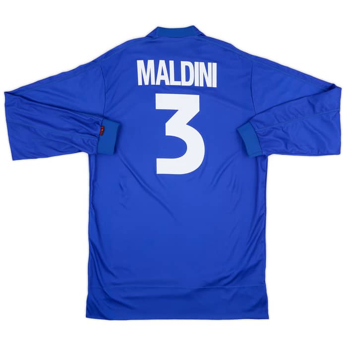1998-99 Italy Home L/S Shirt Maldini #3 - 8/10 - (XL)