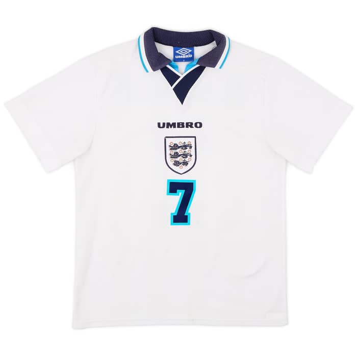 1995-97 England Home Shirt Beckham #7 - 5/10 - (M)