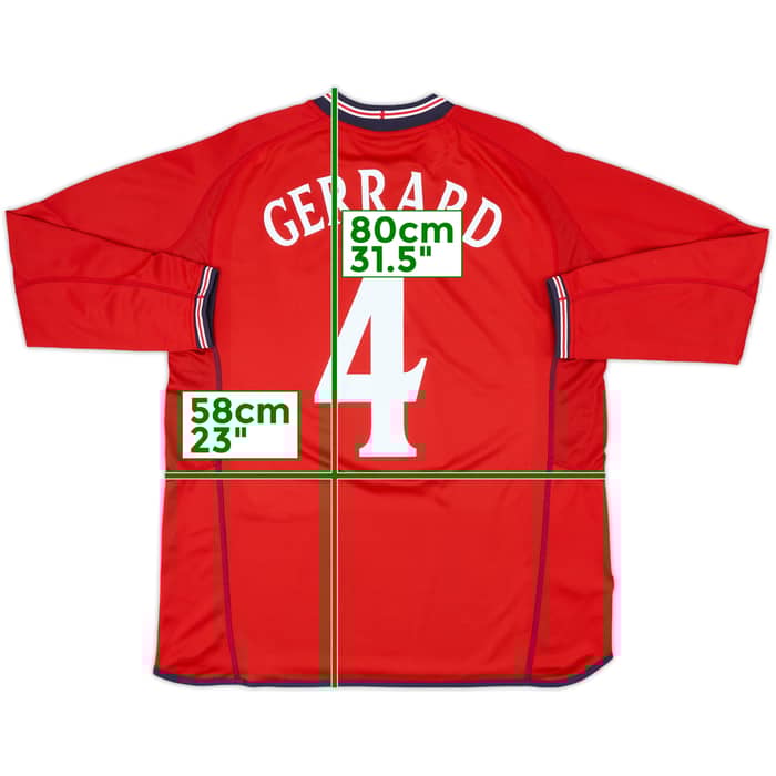 2002-04 England Away L/S Shirt Gerrard #4 - 8/10 - (L)