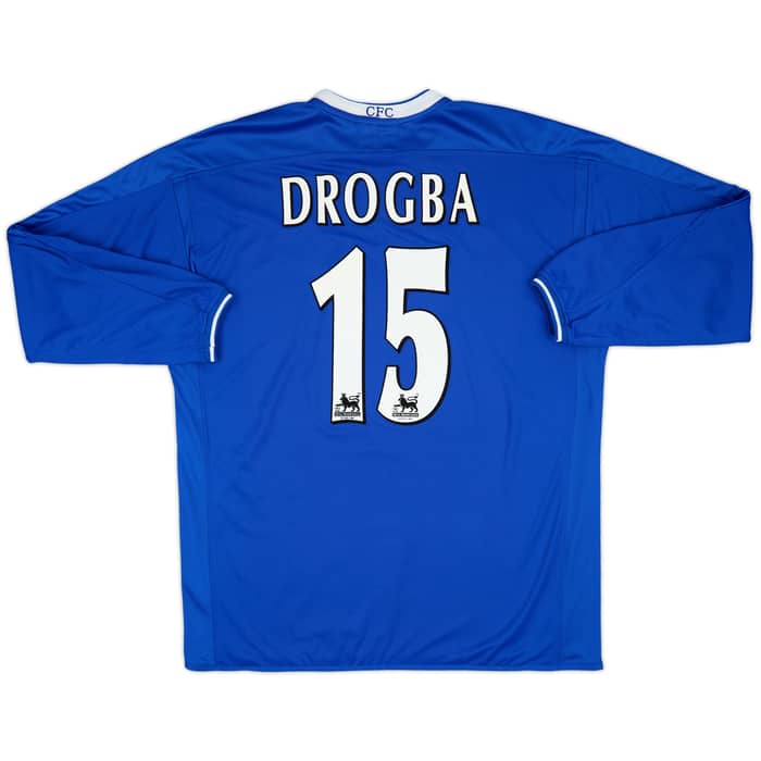 2003-05 Chelsea L/S Home Shirt Drogba #15 - 9/10 - (XXL)