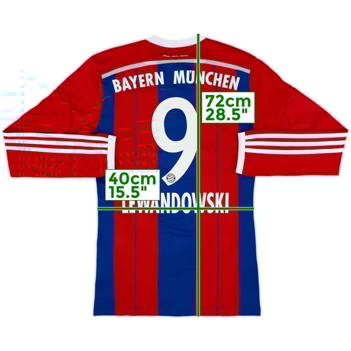 2014-15 Bayern Munich Home L/S Shirt Lewandowski #9 - 7/10 - (S)