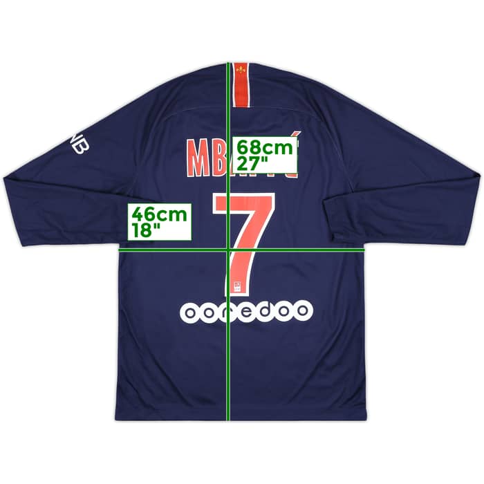 2018-19 Paris Saint-Germain Home L/S Shirt Mbappe #7 - 8/10 - (M)