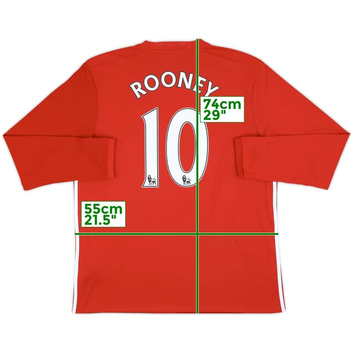 2016-17 Manchester United Home L/S Shirt Rooney #10 - 6/10 - (XL)