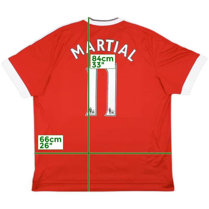 2015-16 Manchester United Home Shirt Martial #11 - 7/10 - (3XL)