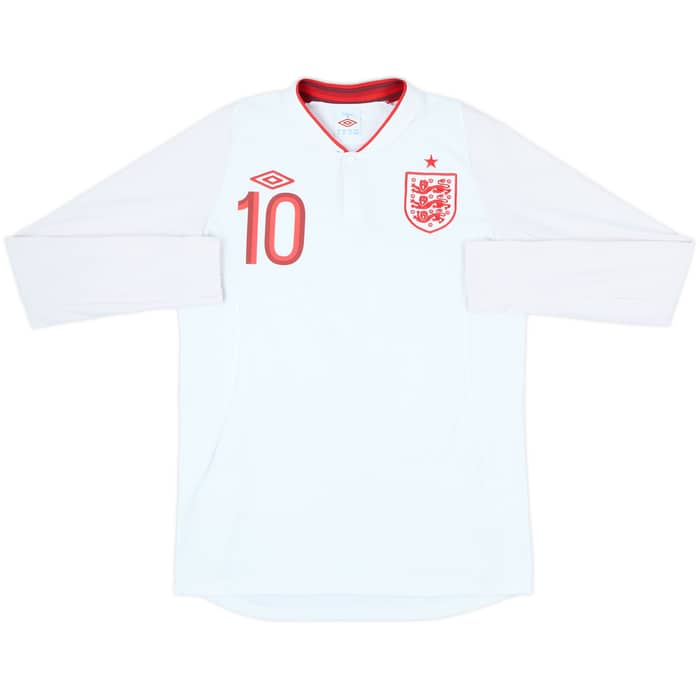 2012-13 England Home L/S Shirt Rooney #10 - 8/10 - (S)