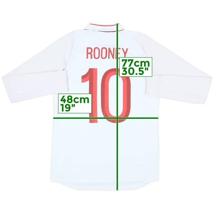 2012-13 England Home L/S Shirt Rooney #10 - 8/10 - (S)