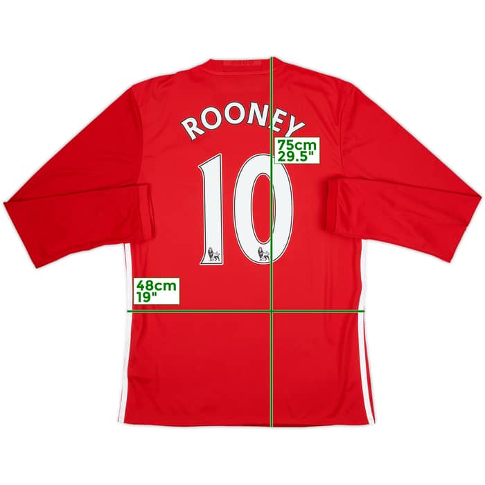 2016-17 Manchester United Home L/S Shirt Rooney #10 (M)