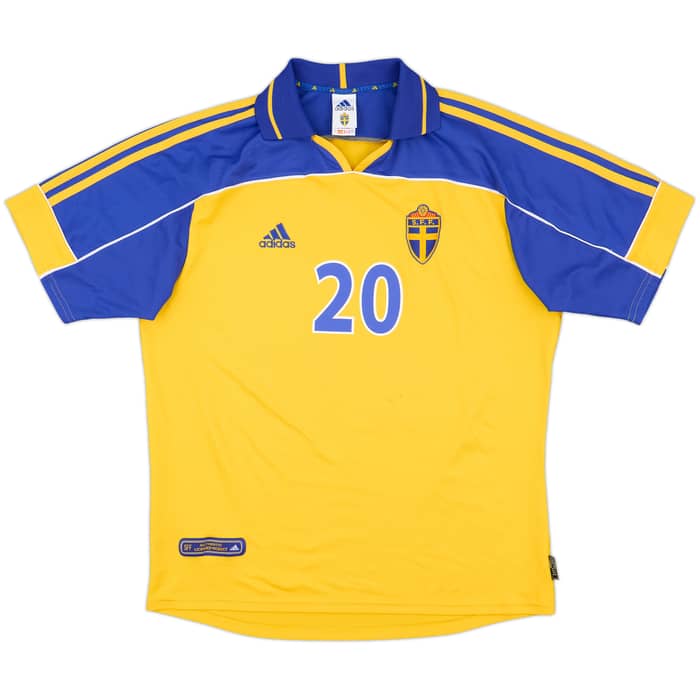 2000-02 Sweden Home Shirt Larsson #20 - 8/10 - (L)