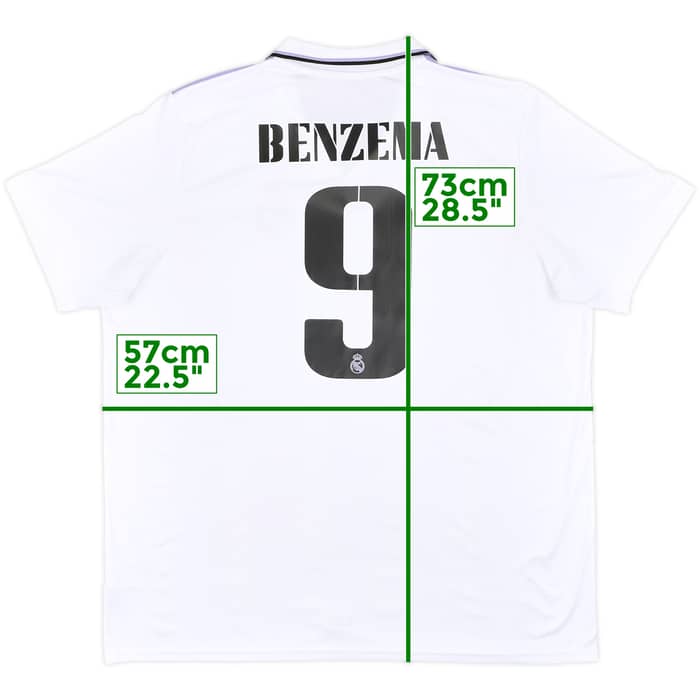 2022-23 Real Madrid Home Shirt Benzema #9 - 9/10 - (XXL)