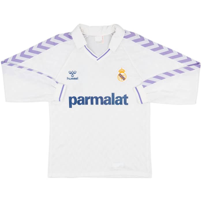 1986-88 Real Madrid Home L/S Shirt - 8/10 - (L)