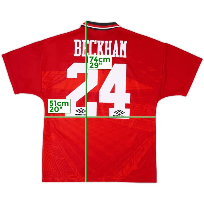 1994-96 Manchester United Home Shirt Beckham #24 - 8/10 - (M)