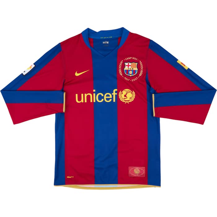 2007-08 Barcelona Home L/S Shirt Henry #14 - 9/10 - (S)