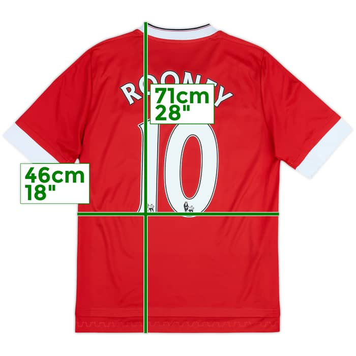 2015-16 Manchester United Home Shirt Rooney #10 - 6/10 - (15-16 Years)