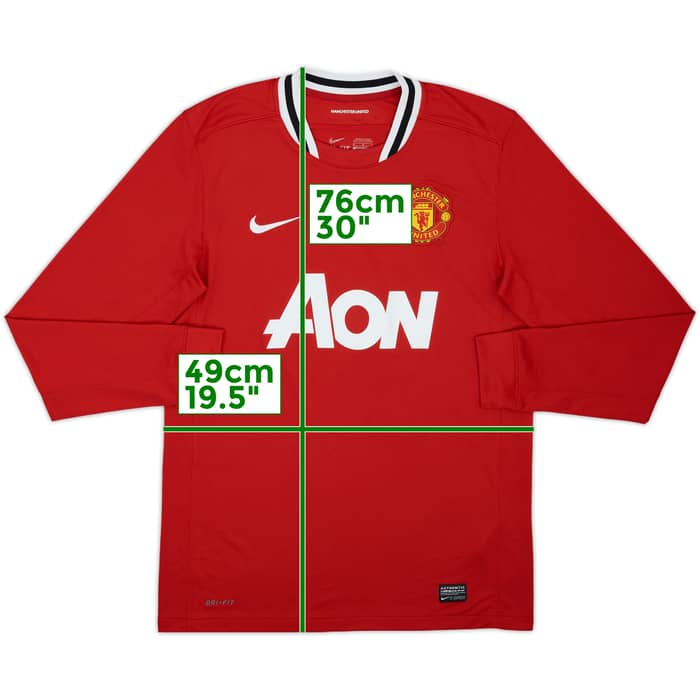 2011-12 Manchester United Home L/S Shirt Young #18 - 9/10 - (M)