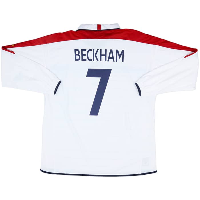 2003-05 England Home L/S Shirt Beckham #7 - 7/10 - (XXL)