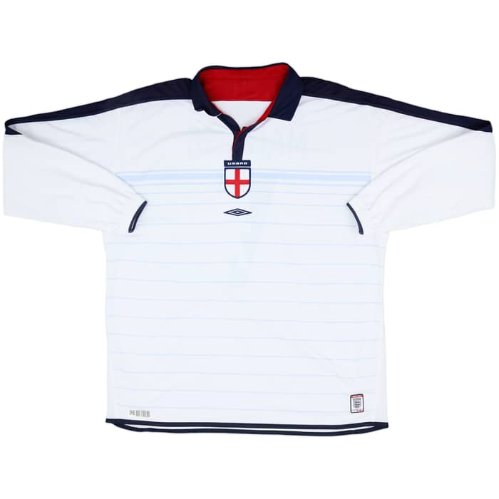 2003-05 England Home L/S Shirt Beckham #7 - 7/10 - (XXL)