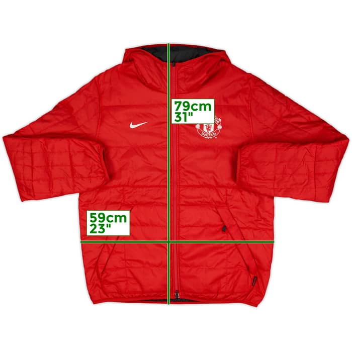 2013-14 Manchester United Nike Reversible Hooded Bench Coat - 9/10 - (XL)