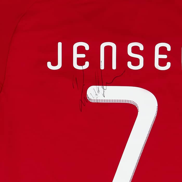 2010 Denmark Match Issue Signed Home Shirt Jensen #7 (v Senegal)