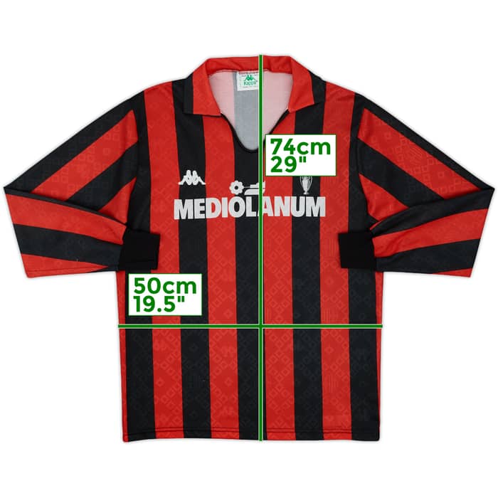 1989-90 AC Milan Home L/S Shirt - 8/10 - (L)