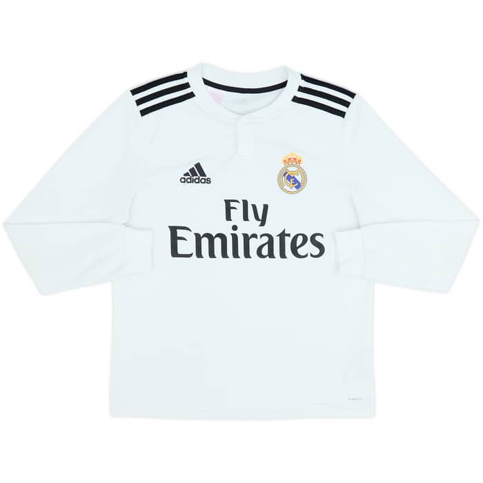 2018-19 Real Madrid Home L/S Shirt - 8/10 - (13-14 Years)