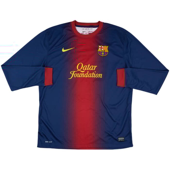 2012-13 Barcelona Match Issue Home L/S Shirt #12