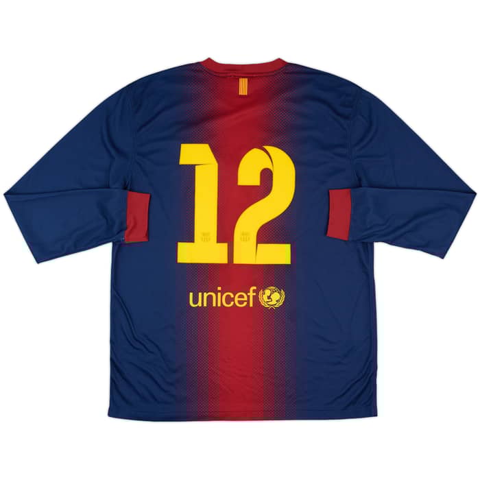 2012-13 Barcelona Match Issue Home L/S Shirt #12