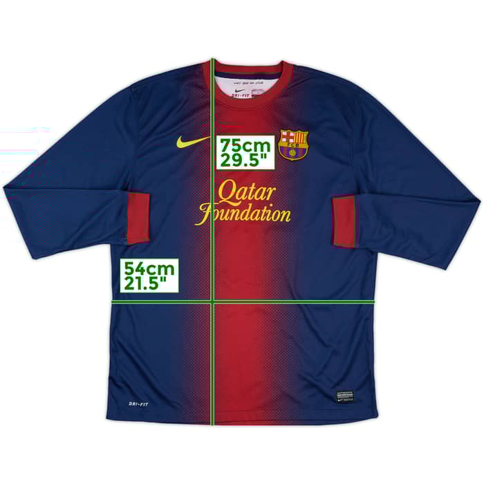 2012-13 Barcelona Match Issue Home L/S Shirt #12