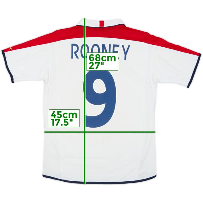 2003-05 England Home Shirt Rooney #9 - 7/10 - (XL.Boys)