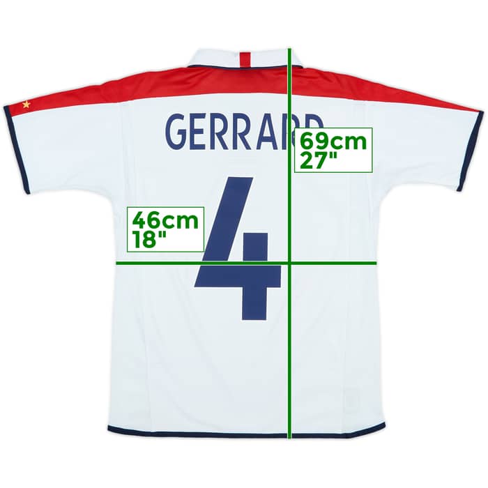 2003-05 England Home Shirt Gerrard #4 - 8/10 - (XL.Boys)