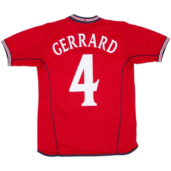 Camiseta de visitante de Inglaterra 2002-04 Gerrard #4 - 9/10 - (XL.Niños)