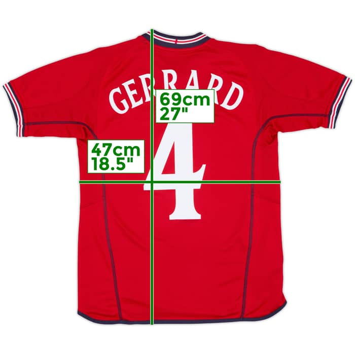 Camiseta de visitante de Inglaterra 2002-04 Gerrard #4 - 9/10 - (XL.Niños)