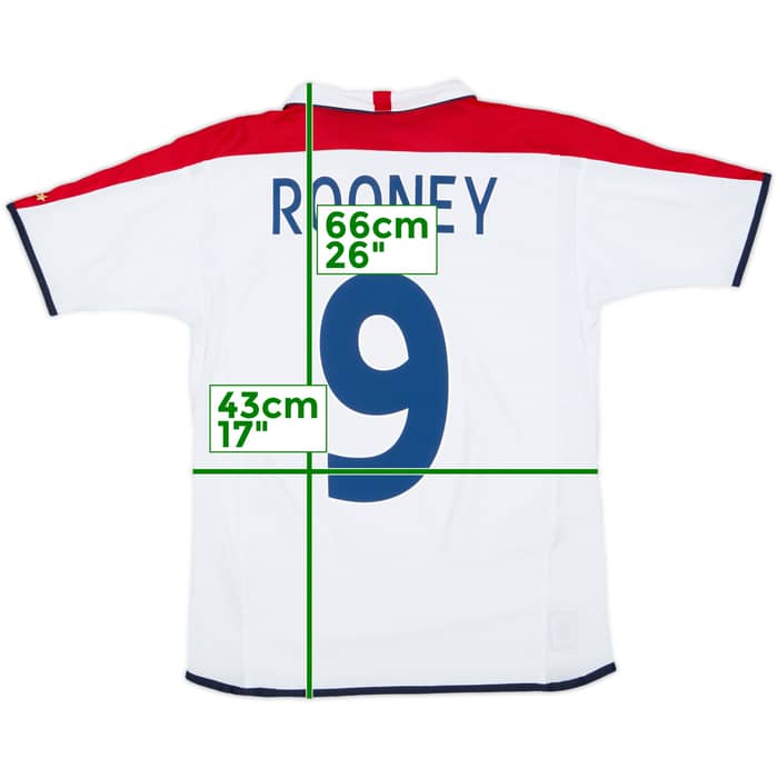 2003-05 England Home Shirt Rooney #9 - 6/10 - (XL.Boys)
