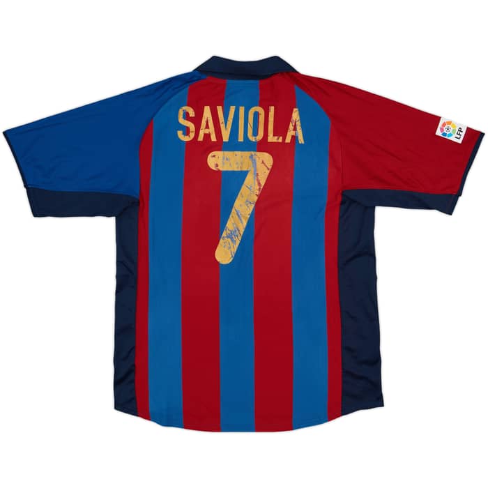2001-02 Barcelona Home Shirt Saviola #7 - 5/10 - (XL)