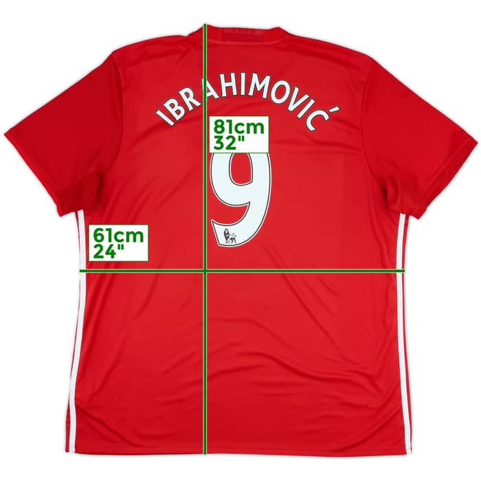 2016-17 Manchester United Home Shirt Ibrahimovic #9 - 8/10 - (XXL)