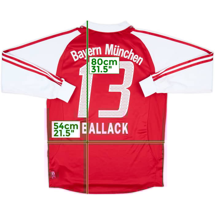 2003-04 Bayern Munich Home L/S Shirt Ballack #13 - 9/10 - (M)