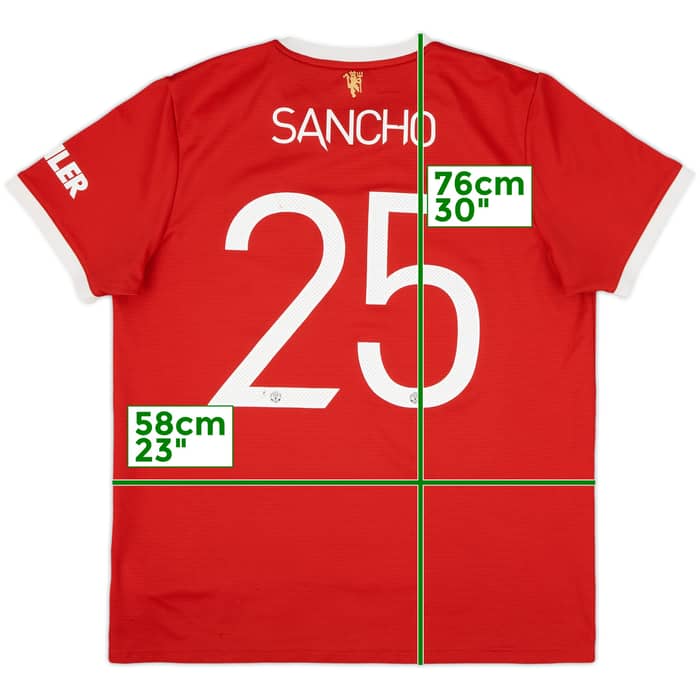 2021-22 Manchester United Home Shirt Sancho #25 - 6/10 - (XL)