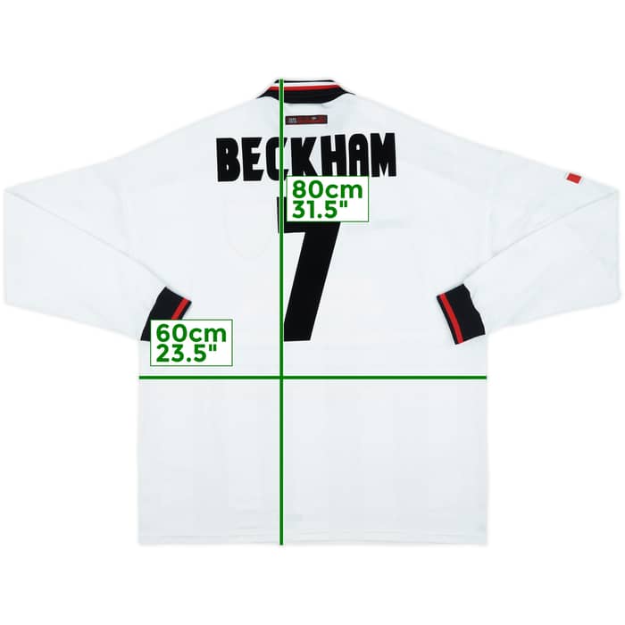 1997-99 Manchester United Away L/S Shirt Beckham #7 - 10/10 - (XXL)