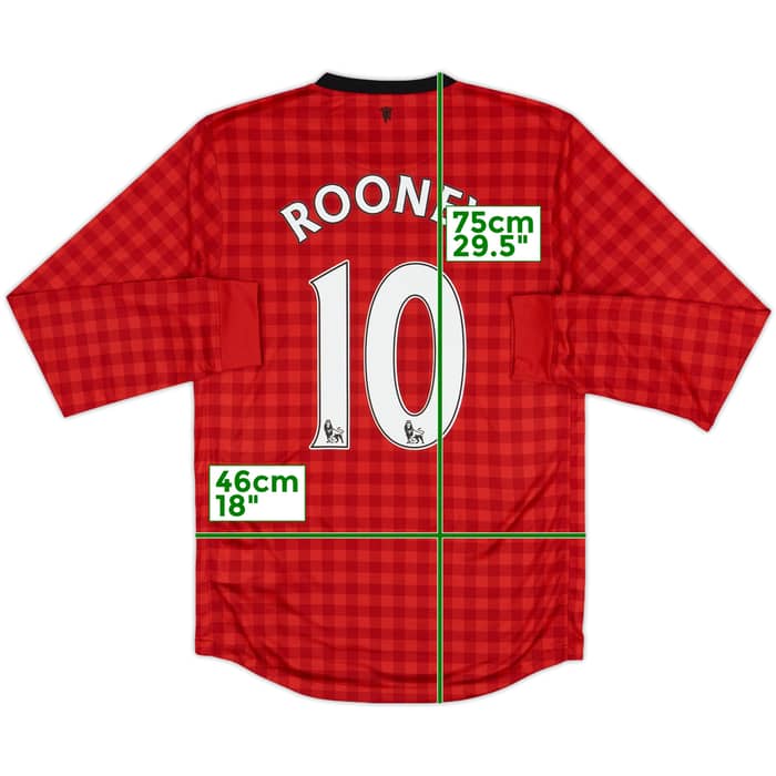 2012-13 Manchester United Home L/S Shirt Rooney #10 - 6/10 - (S)