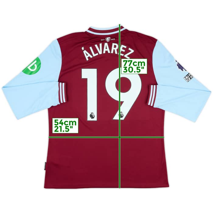 2024-25 West Ham Match Issue Home L/S Shirt Alvarez #19
