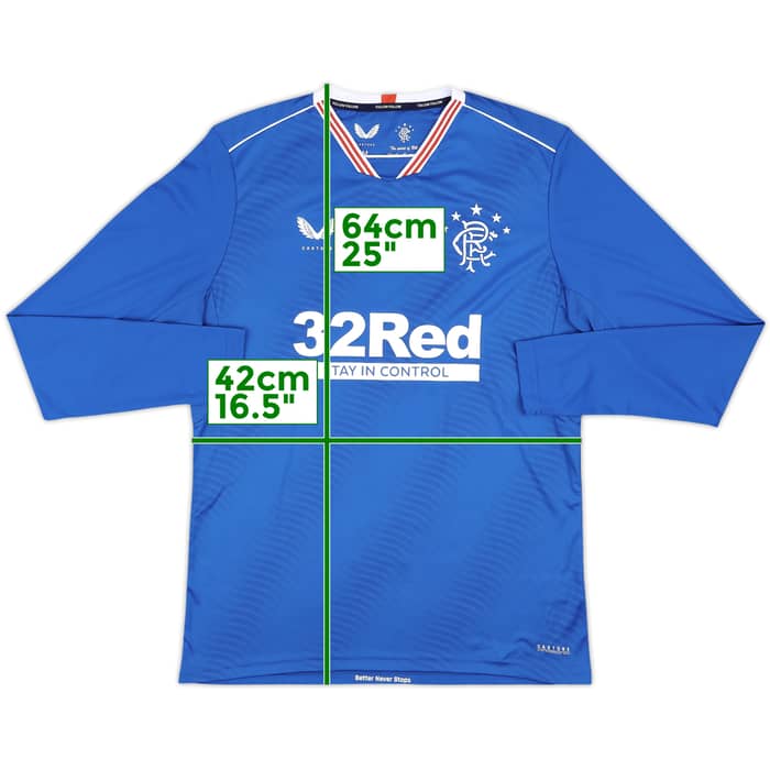 2020-21 Rangers Home L/S Shirt - 9/10 - (M)