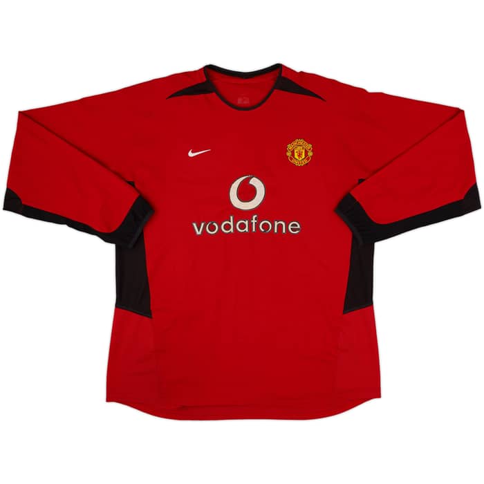 2002-04 Manchester United Home L/S Shirt Beckham #7 - 5/10 - (XL)